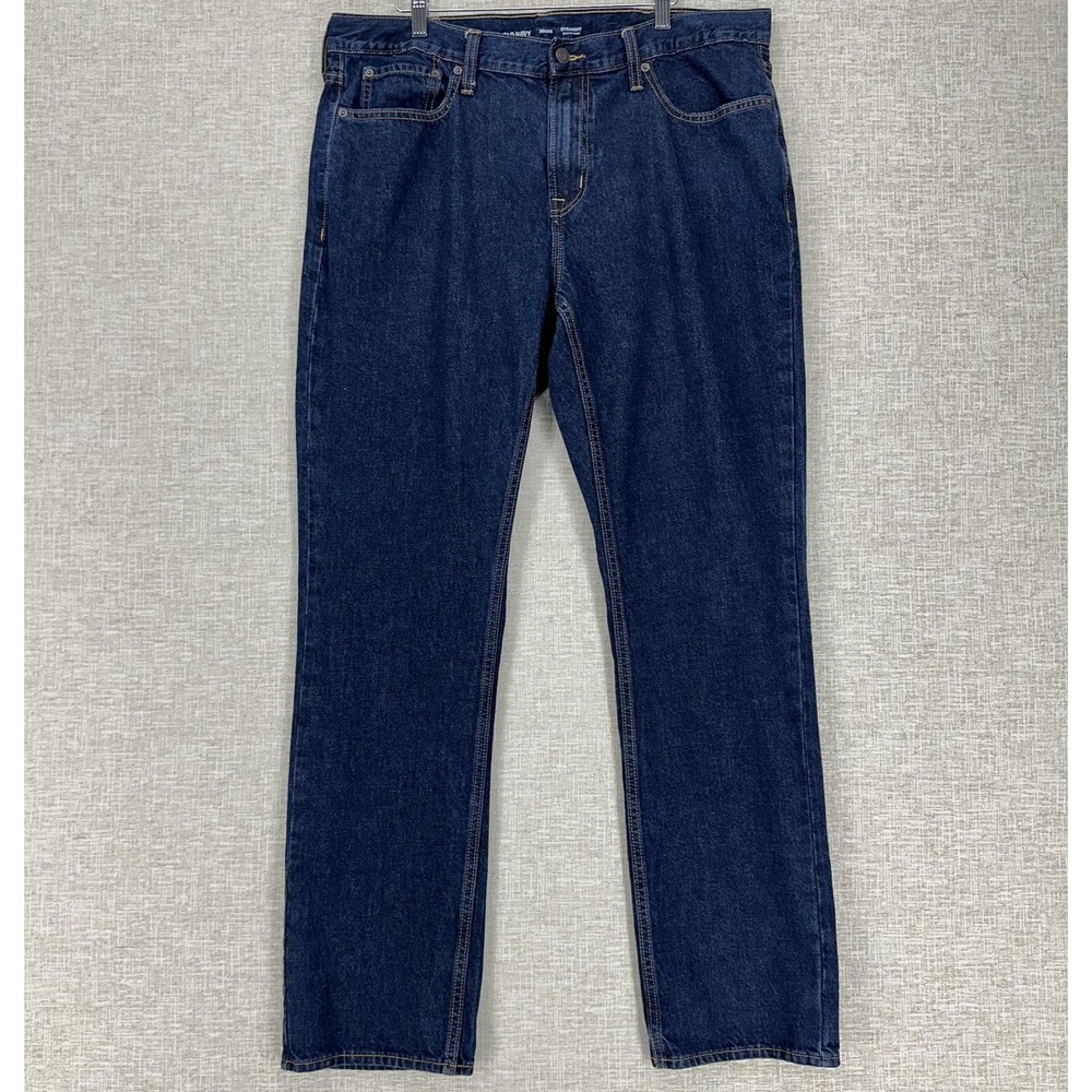 Old Navy Jeans Mens 38x34 (Actual 38x32) Blue Straight Leg Built In Tough Denim